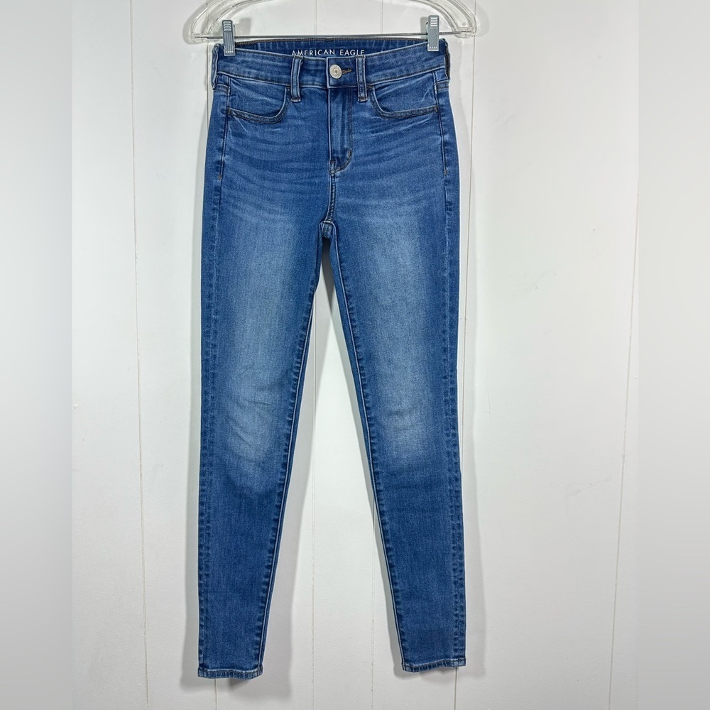 American Eagle Sz 2 Next Level Stretch Hi-Rise Jegging Women's Denim Blue Jeans